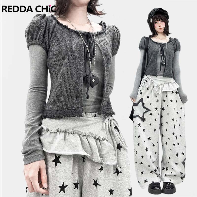 Shirts - REDDACHiC Cardigan met pofmouwen, tweedelig set