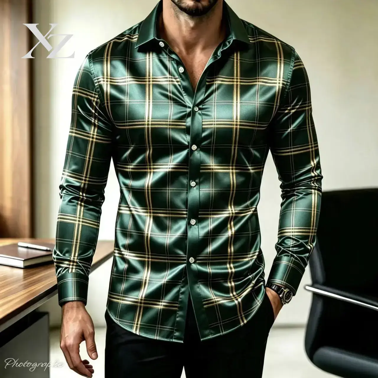 Hete aanbieding: heren slim fi - Mens Satin Silk Dress Shirt recensie en prijs