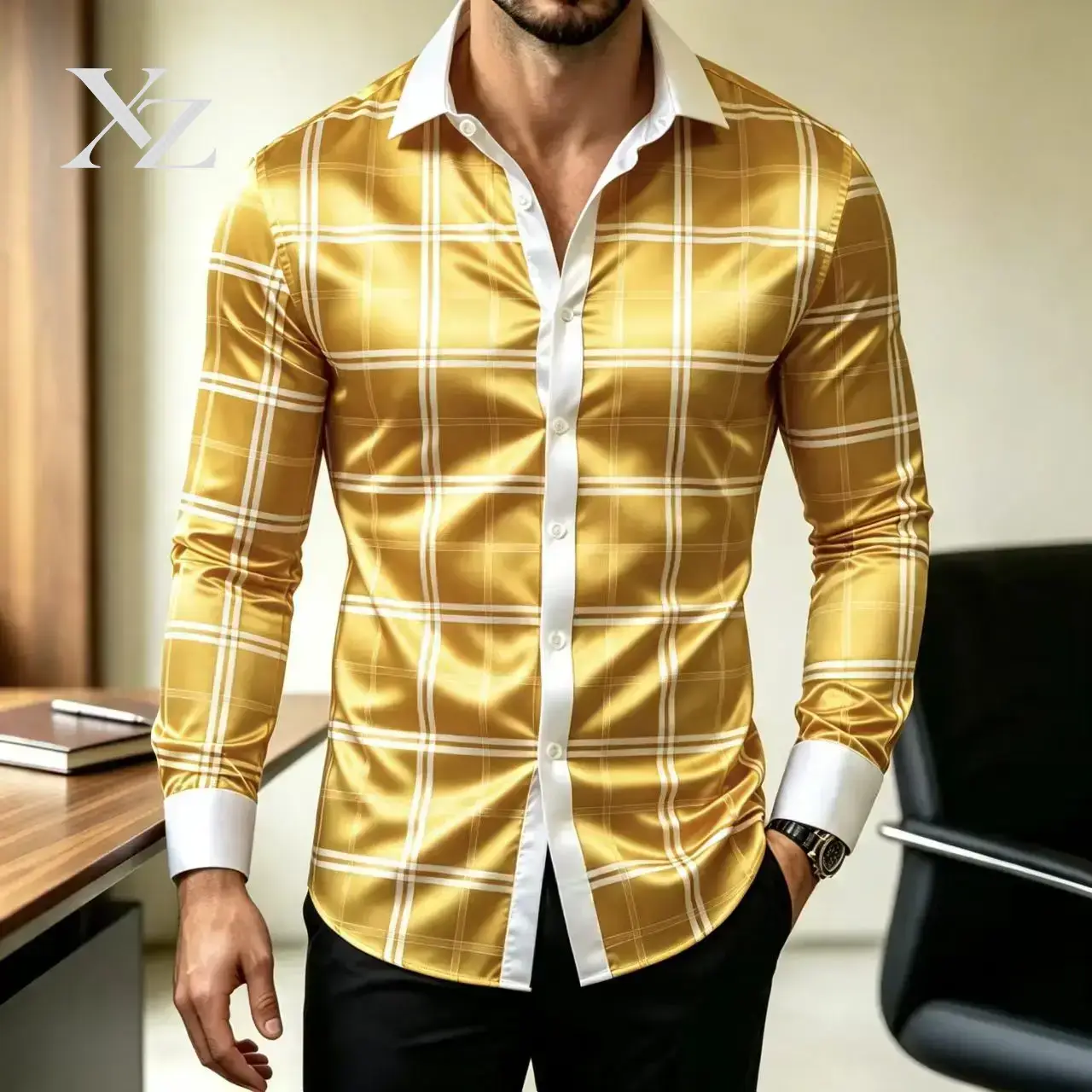 Hete aanbieding: heren slim fi - Mens Satin Silk Dress Shirt recensie en prijs