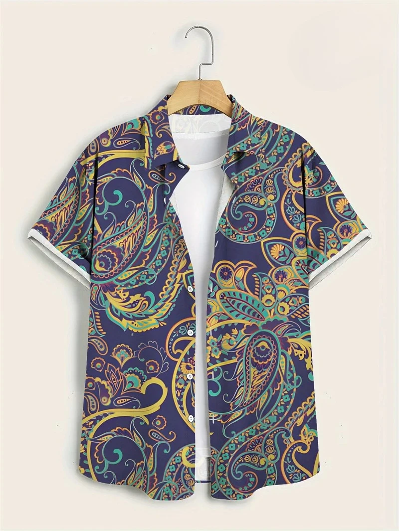 Paarse basis kleurrijke paisle - Vintage Hawaiian Floral Shirt recensie en prijs